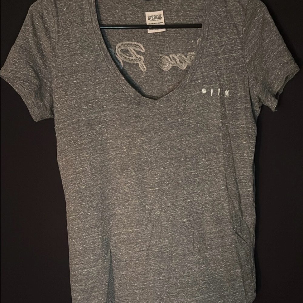 PINK Victoria’s Secret Gray V-Neck Tee